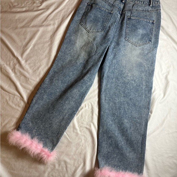 Pretty Garbage Faux Fur Jeans. Fit closer to size 10. Detachable fur for washing - Picture 5 of 6